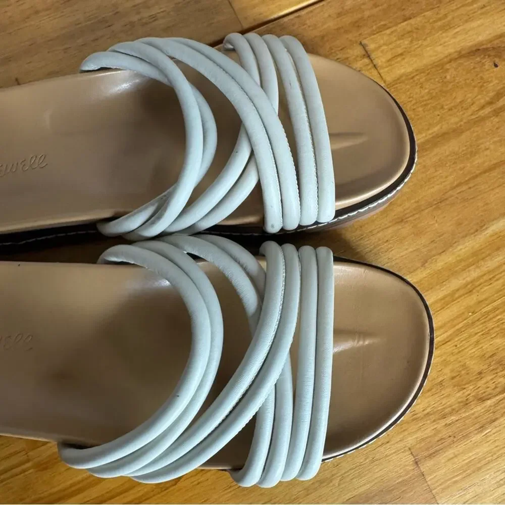 Madewelll Charley Strappy Leather Chunky Slide Sandals Size 7.5